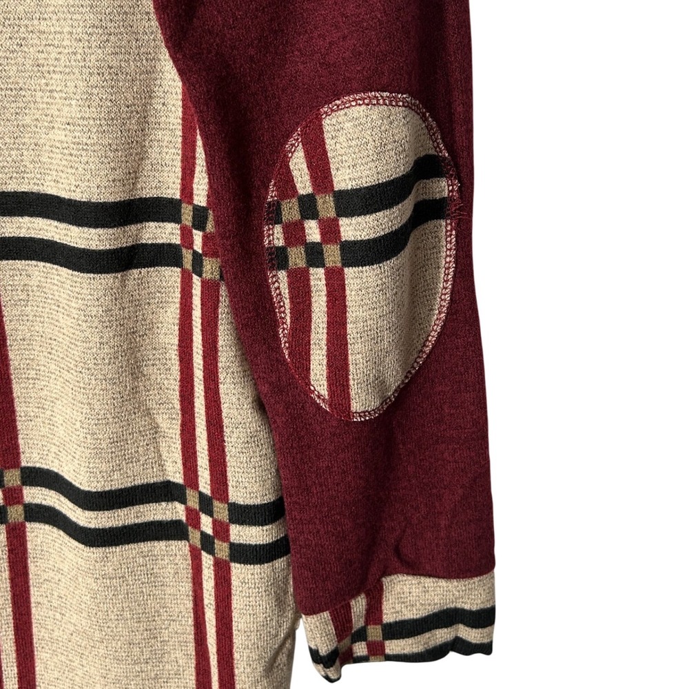 Hailey & Co Brown Red Plaid Sweater w/Pockets Elbow Patch Women's Small NWOT - Picture 5 of 5